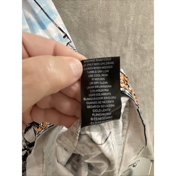 LF LESLIE FAY RETRO WATER COLOR ISLAND PRINT SLEEVELESS SHIRT DRESS WOMEN SZ 10 - Picture 10 of 16